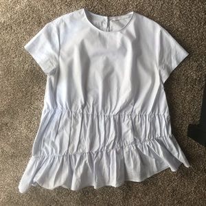 Zara Light Blue Ruffle Tier Shirt